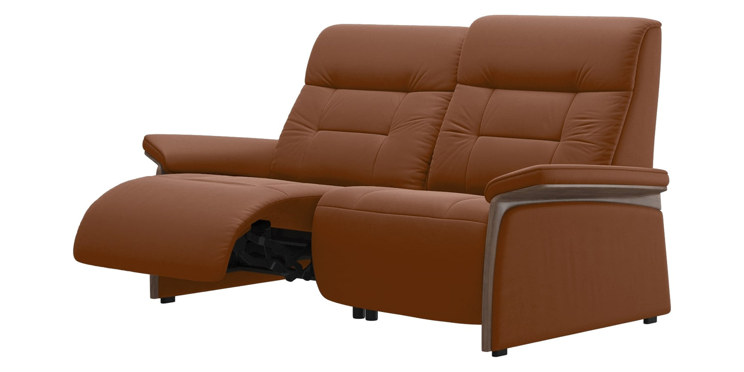 Paloma Leather New Cognac & Walnut Arm Trim | Stressless Mary 2-Seater Sofa | Valley Ridge Furniture