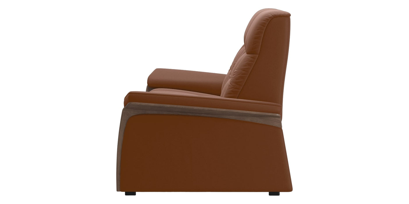 Paloma Leather New Cognac & Walnut Arm Trim | Stressless Mary 2-Seater Sofa | Valley Ridge Furniture