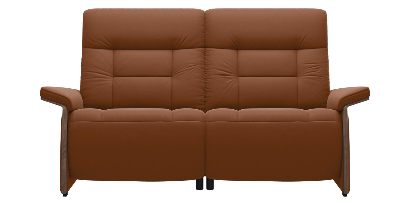 Paloma Leather New Cognac & Walnut Arm Trim | Stressless Mary 2-Seater Sofa | Valley Ridge Furniture