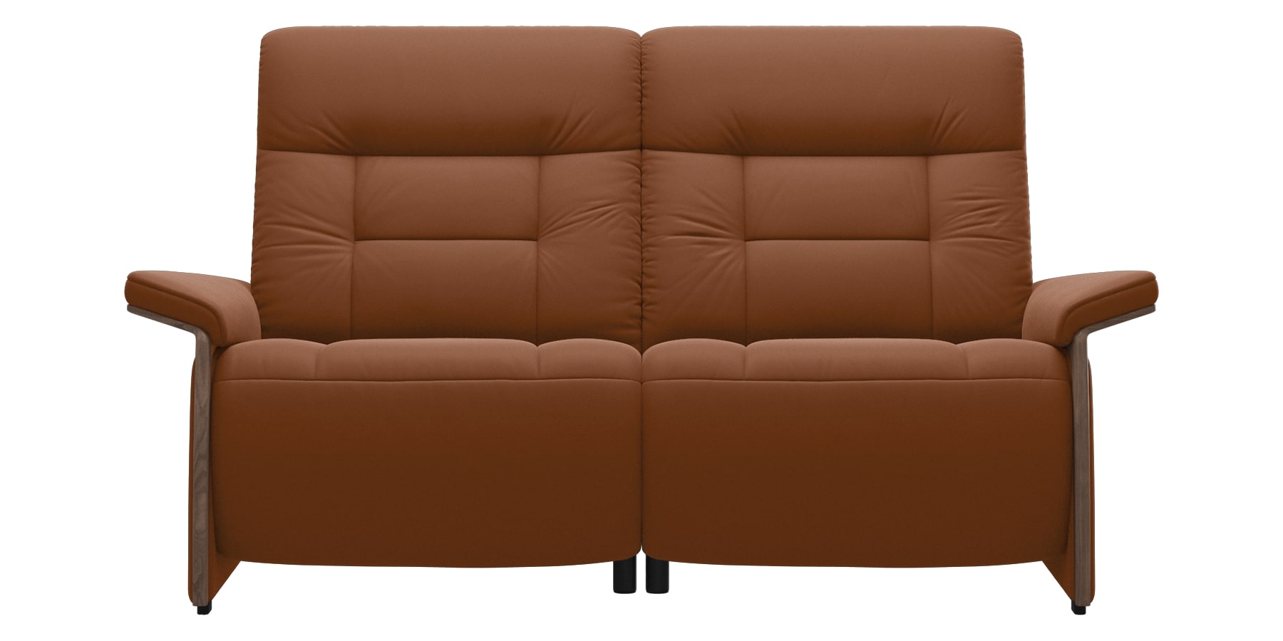 Paloma Leather New Cognac &amp; Walnut Arm Trim | Stressless Mary 2-Seater Sofa | Valley Ridge Furniture