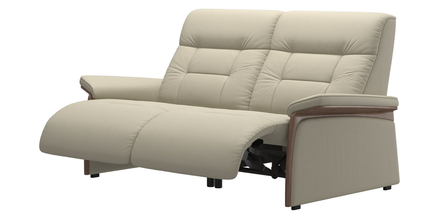 Paloma Leather Light Grey & Walnut Arm Trim | Stressless Mary 2-Seater Sofa | Valley Ridge Furniture