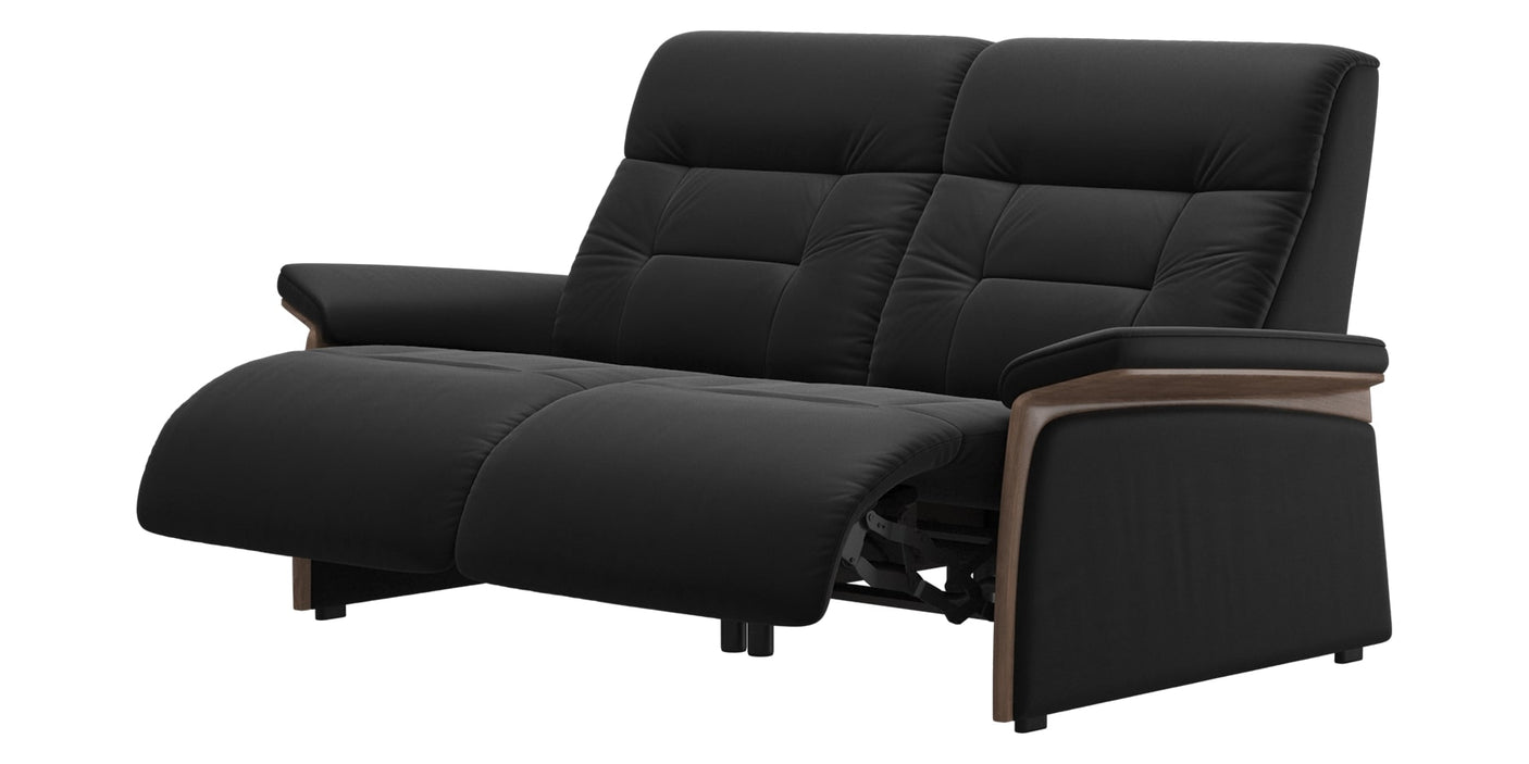 Paloma Leather Black & Walnut Arm Trim | Stressless Mary 2-Seater Sofa | Valley Ridge Furniture