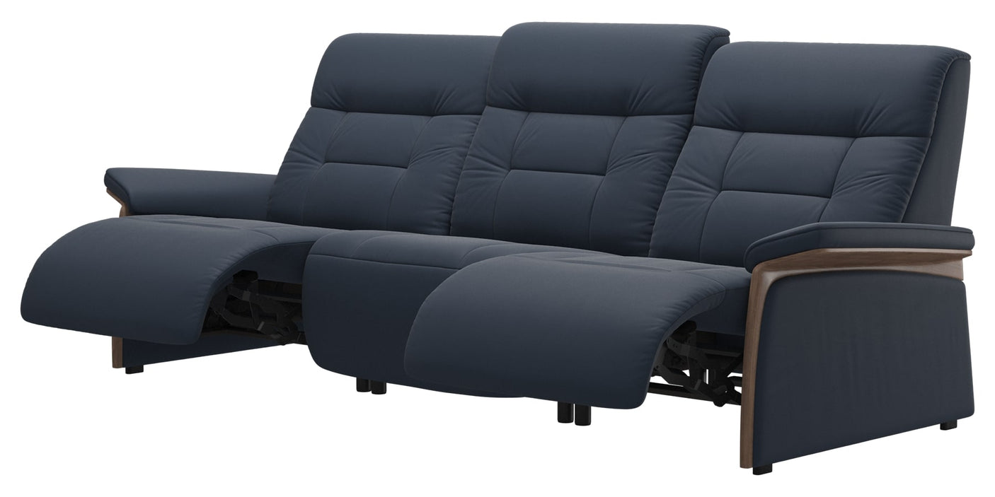 Paloma Leather Oxford Blue & Walnut Arm Trim | Stressless Mary 3-Seater Sofa | Valley Ridge Furniture