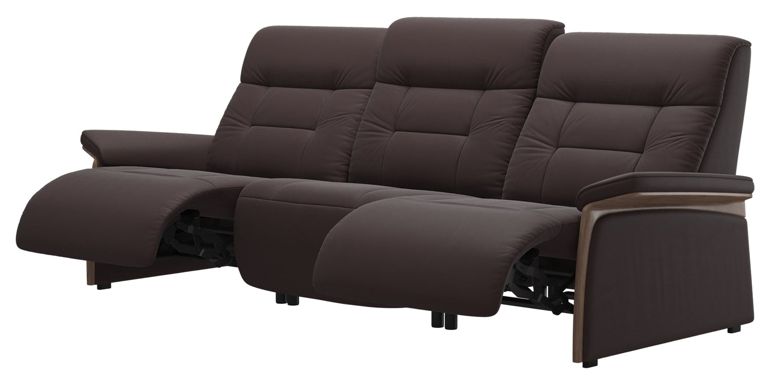 Paloma Leather Chocolate & Walnut Arm Trim | Stressless Mary 3-Seater Sofa | Valley Ridge Furniture