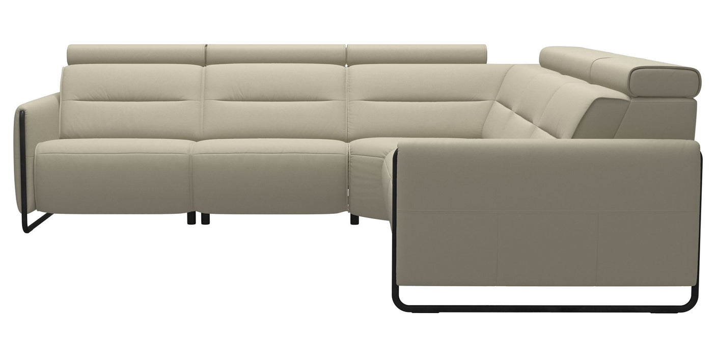 Paloma Leather Light Grey & Matte Black Arm Trim | Stressless Emily C22 Corner Sofa | Valley Ridge Furniture