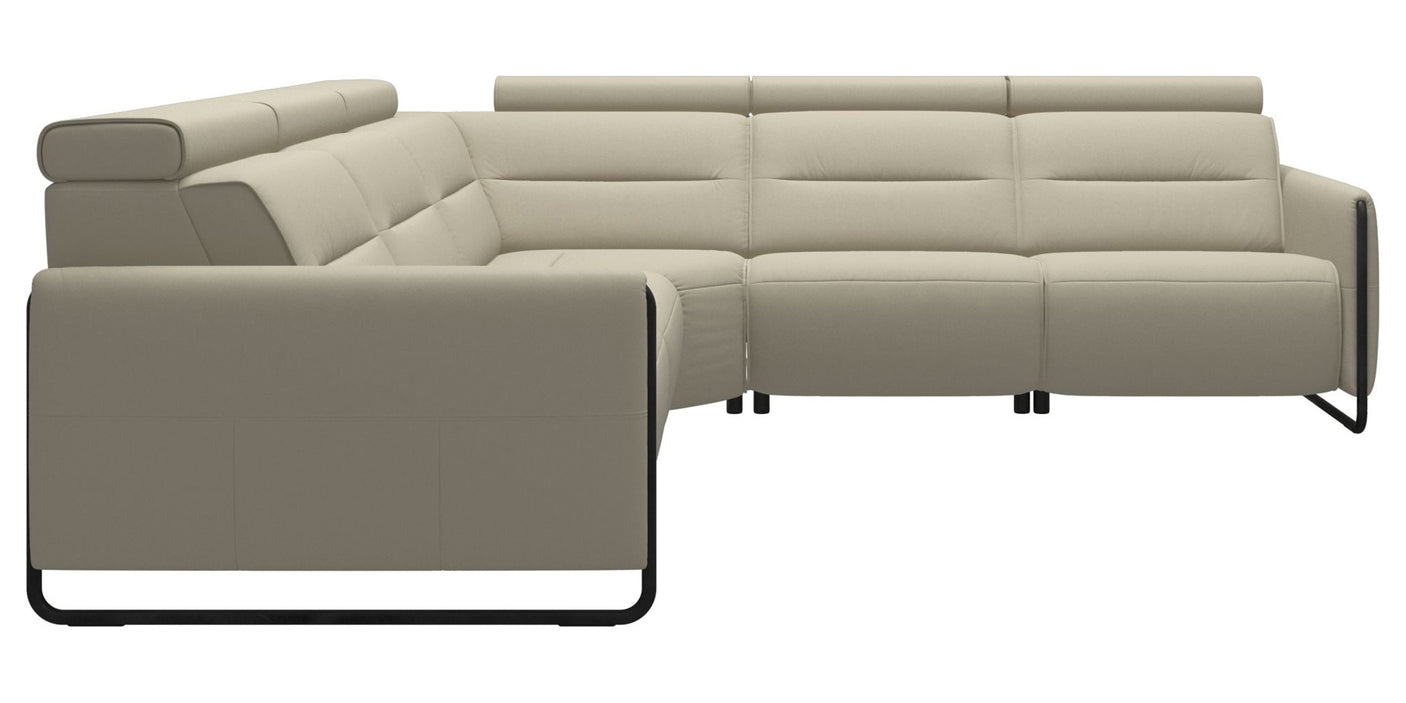 Paloma Leather Light Grey & Matte Black Arm Trim | Stressless Emily C22 Corner Sofa | Valley Ridge Furniture