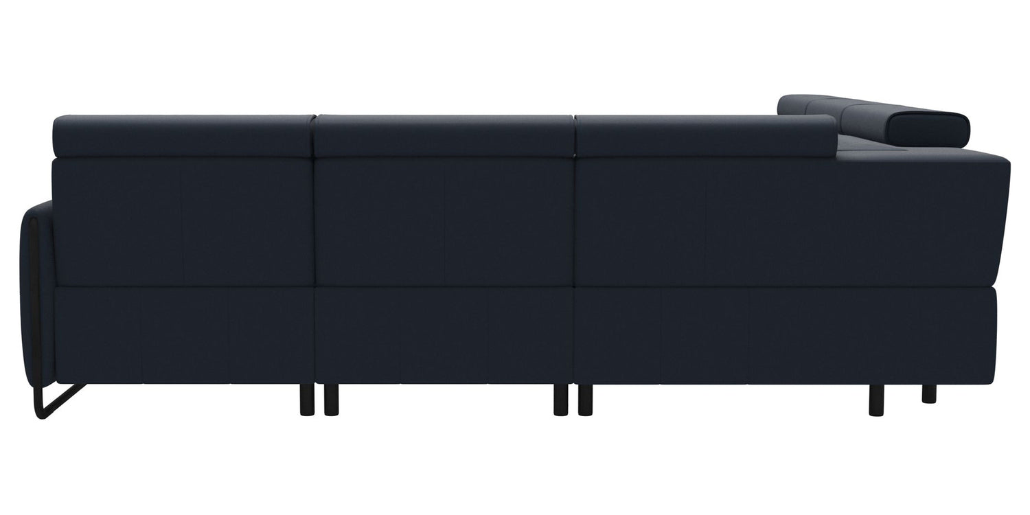 Paloma Leather Oxford Blue & Matte Black Arm Trim | Stressless Emily C22 Corner Sofa | Valley Ridge Furniture