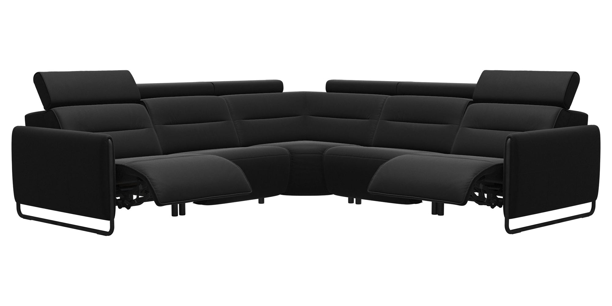 Paloma Leather Black &amp; Matte Black Arm Trim | Stressless Emily C22 Corner Sofa | Valley Ridge Furniture
