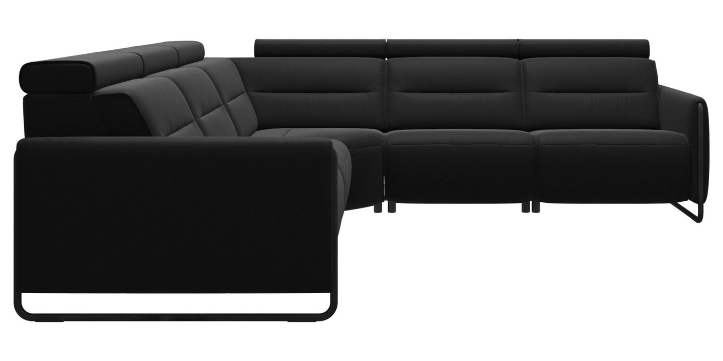 Paloma Leather Black & Matte Black Arm Trim | Stressless Emily C22 Corner Sofa | Valley Ridge Furniture
