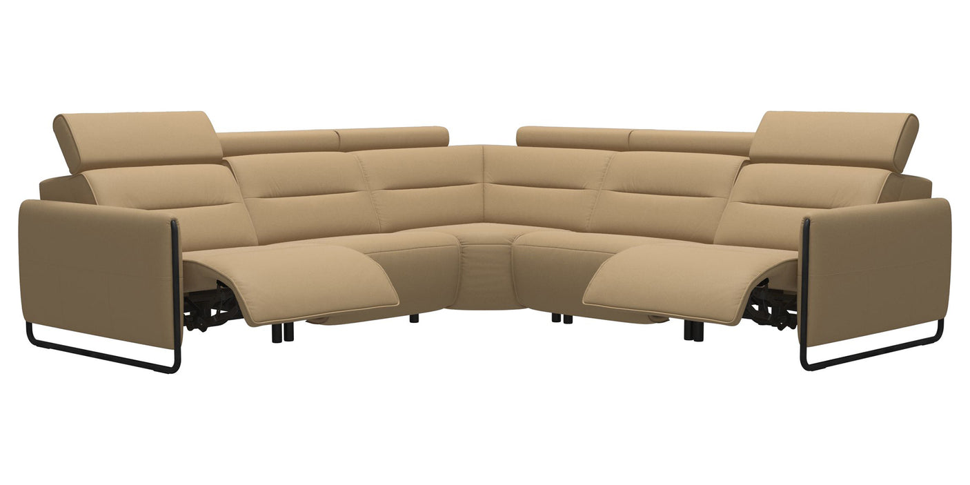 Paloma Leather Sand & Matte Black Arm Trim | Stressless Emily C22 Corner Sofa | Valley Ridge Furniture