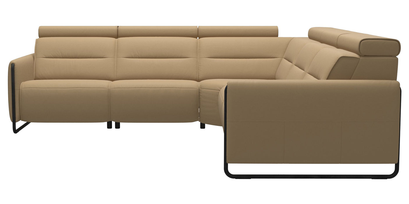 Paloma Leather Sand & Matte Black Arm Trim | Stressless Emily C22 Corner Sofa | Valley Ridge Furniture