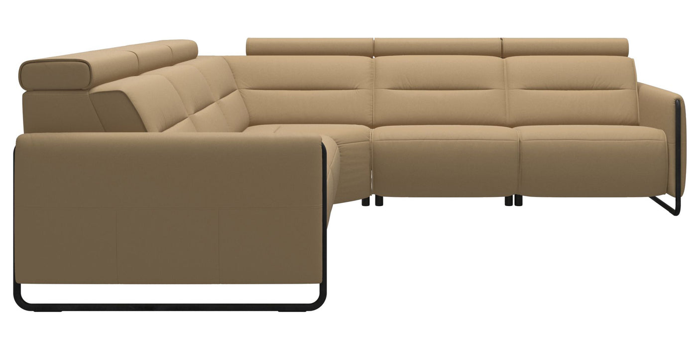 Paloma Leather Sand & Matte Black Arm Trim | Stressless Emily C22 Corner Sofa | Valley Ridge Furniture