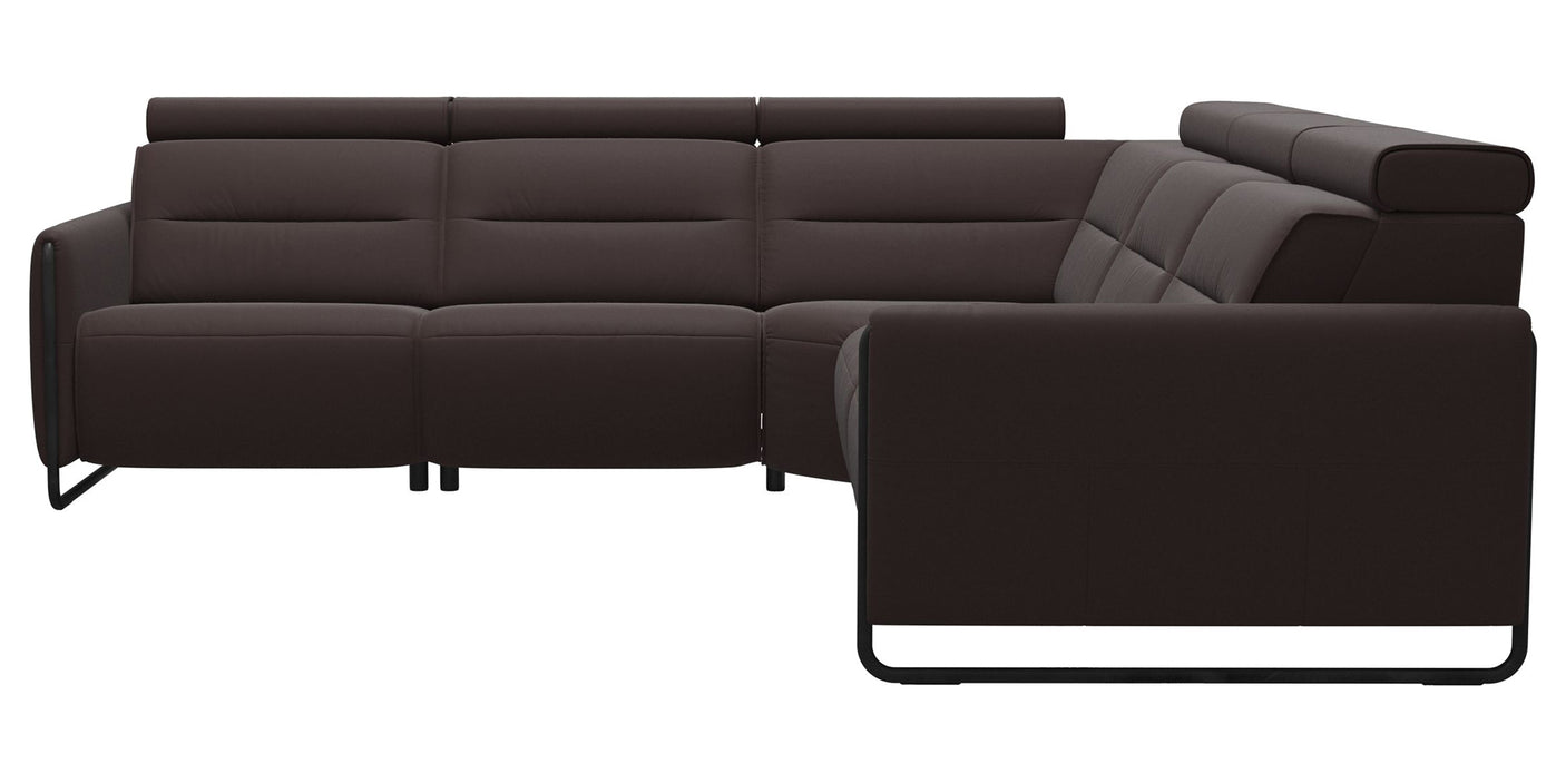 Paloma Leather Chocolate & Matte Black Arm Trim | Stressless Emily C22 Corner Sofa | Valley Ridge Furniture