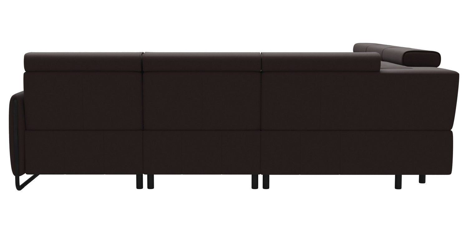 Paloma Leather Chocolate & Matte Black Arm Trim | Stressless Emily C22 Corner Sofa | Valley Ridge Furniture