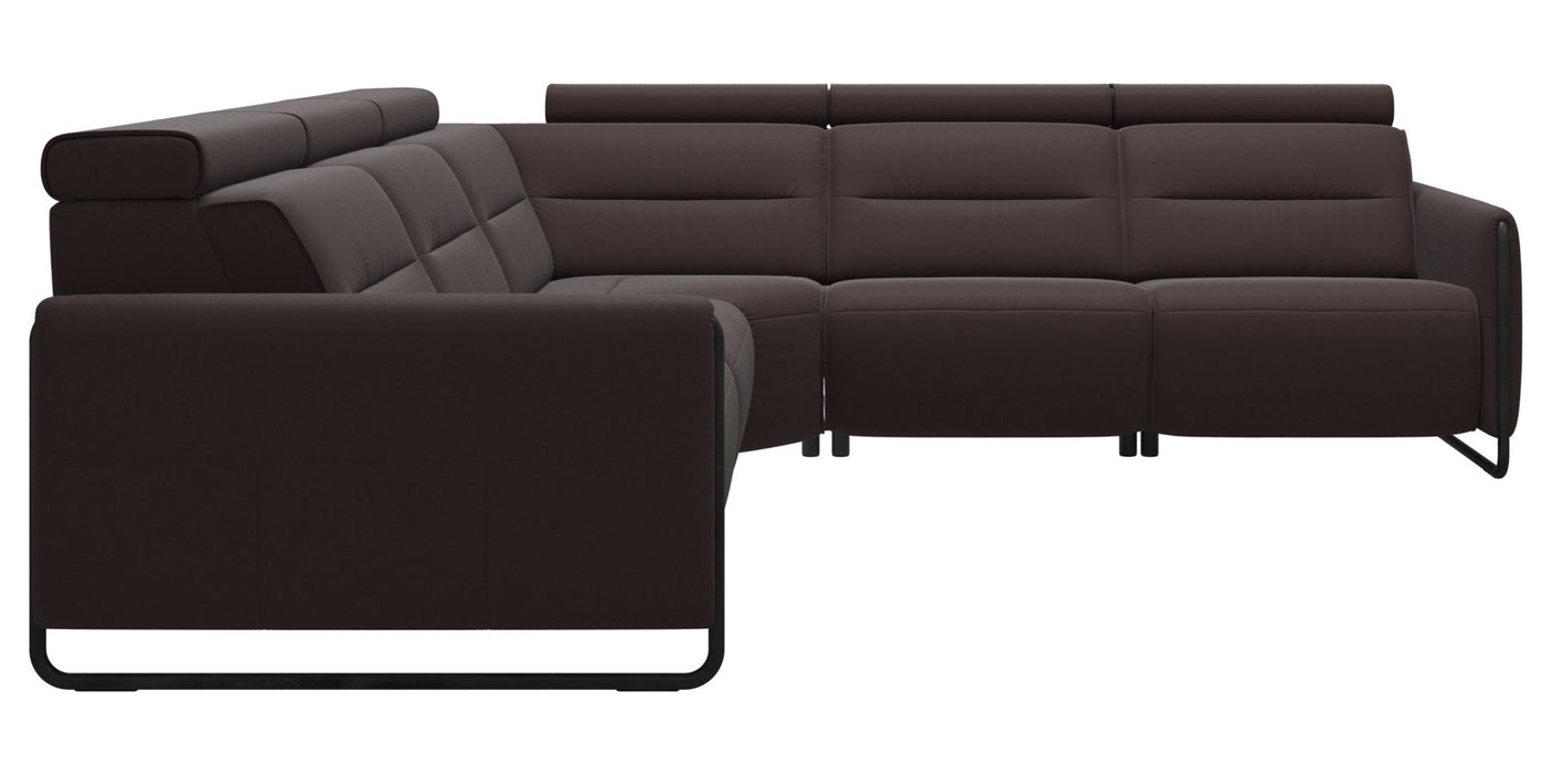 Paloma Leather Chocolate & Matte Black Arm Trim | Stressless Emily C22 Corner Sofa | Valley Ridge Furniture