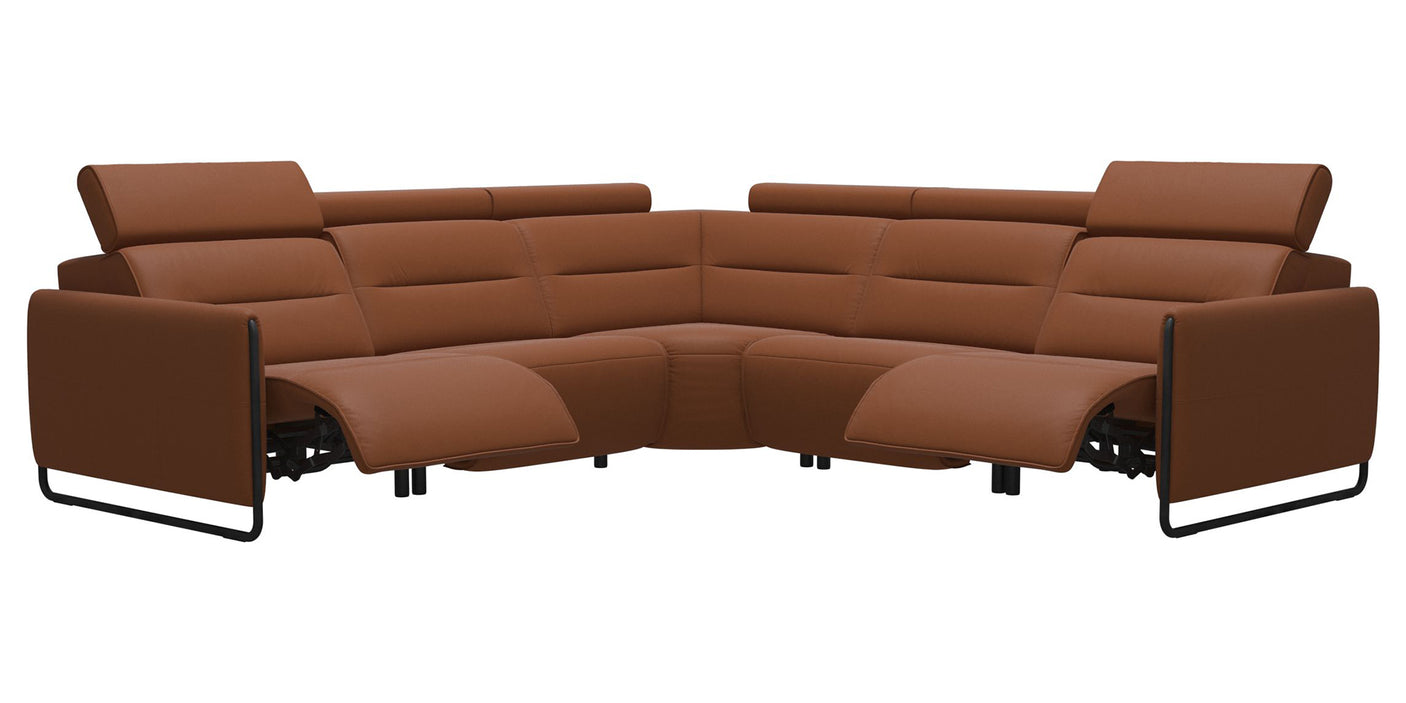 Paloma Leather New Cognac & Matte Black Arm Trim | Stressless Emily C22 Corner Sofa | Valley Ridge Furniture