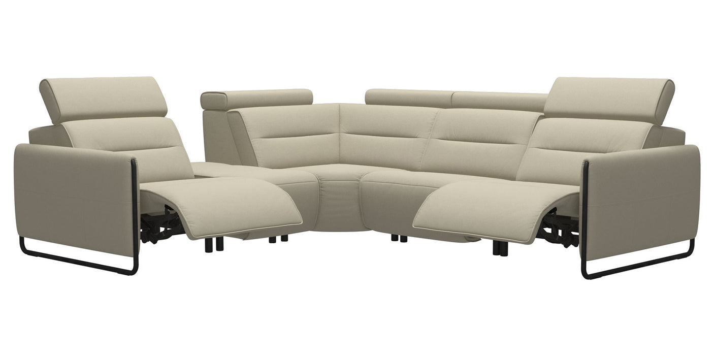 Paloma Leather Light Grey & Matte Black Arm Trim | Stressless Emily C12 Corner Sofa | Valley Ridge Furniture