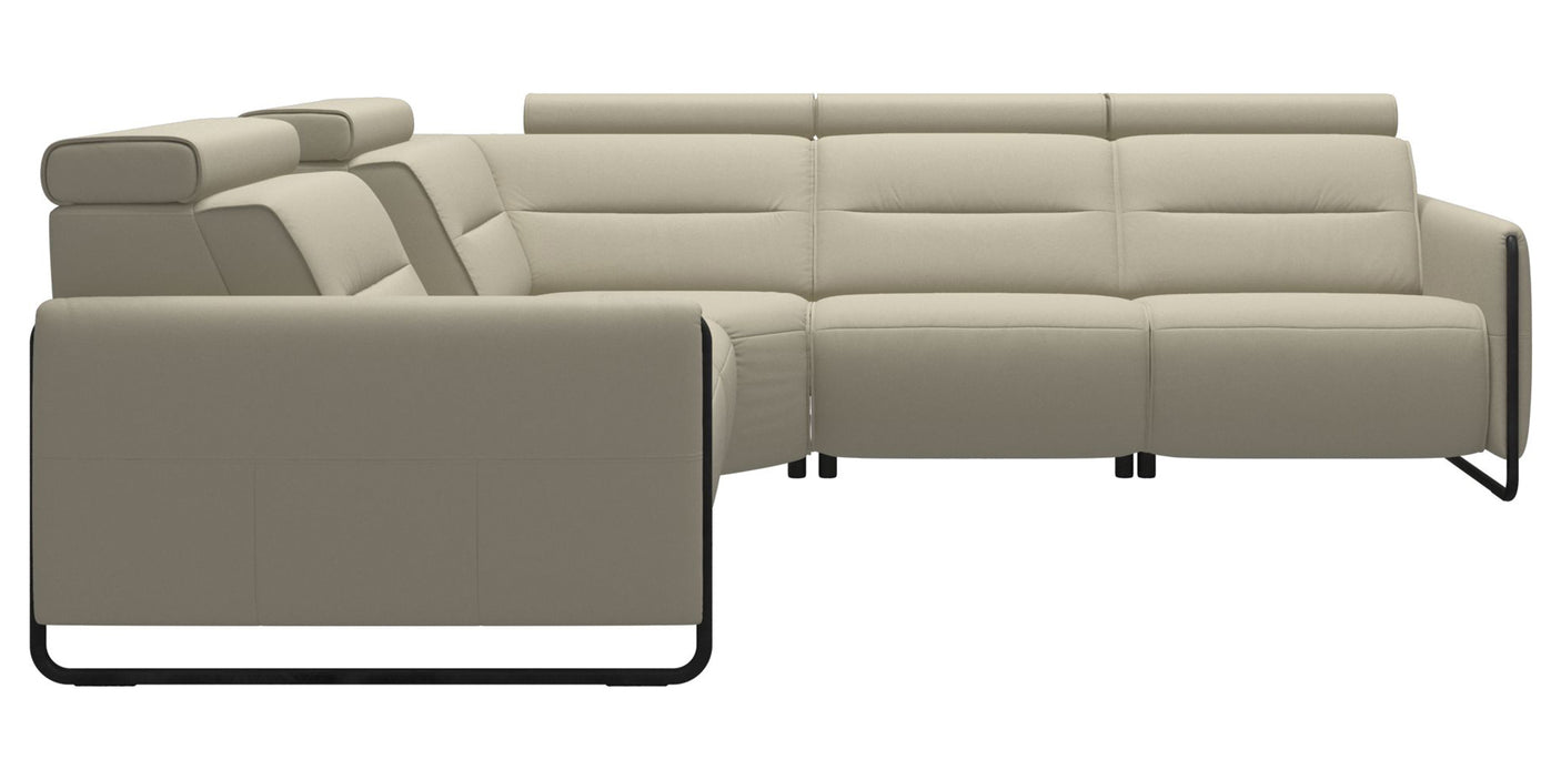 Paloma Leather Light Grey & Matte Black Arm Trim | Stressless Emily C12 Corner Sofa | Valley Ridge Furniture