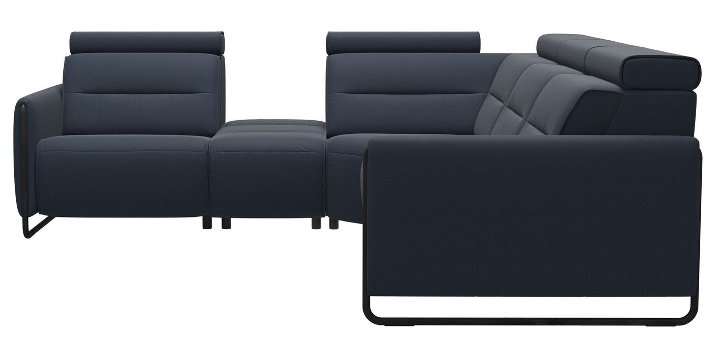 Paloma Leather Oxford Blue & Matte Black Arm Trim | Stressless Emily C12 Corner Sofa | Valley Ridge Furniture