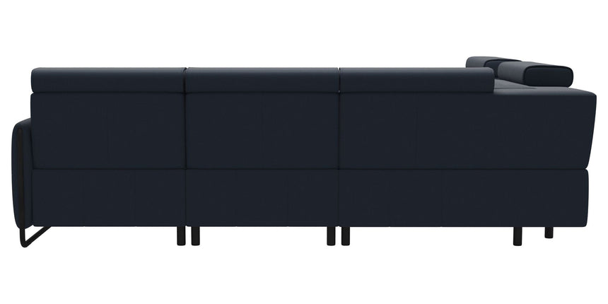 Paloma Leather Oxford Blue & Matte Black Arm Trim | Stressless Emily C12 Corner Sofa | Valley Ridge Furniture