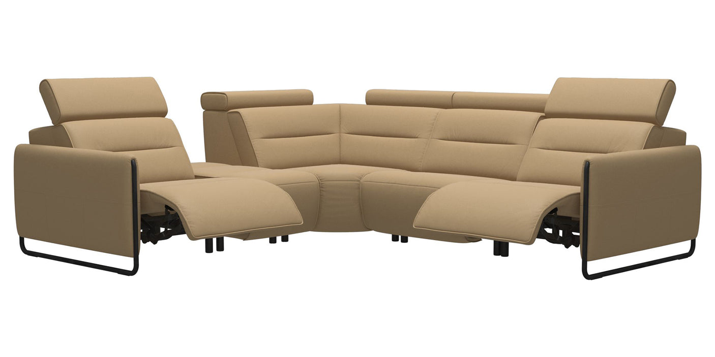 Paloma Leather Sand & Matte Black Arm Trim | Stressless Emily C12 Corner Sofa | Valley Ridge Furniture