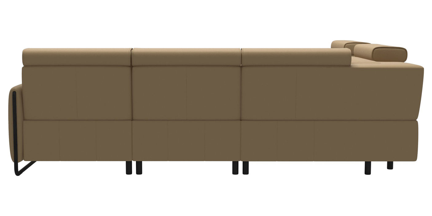 Paloma Leather Sand & Matte Black Arm Trim | Stressless Emily C12 Corner Sofa | Valley Ridge Furniture