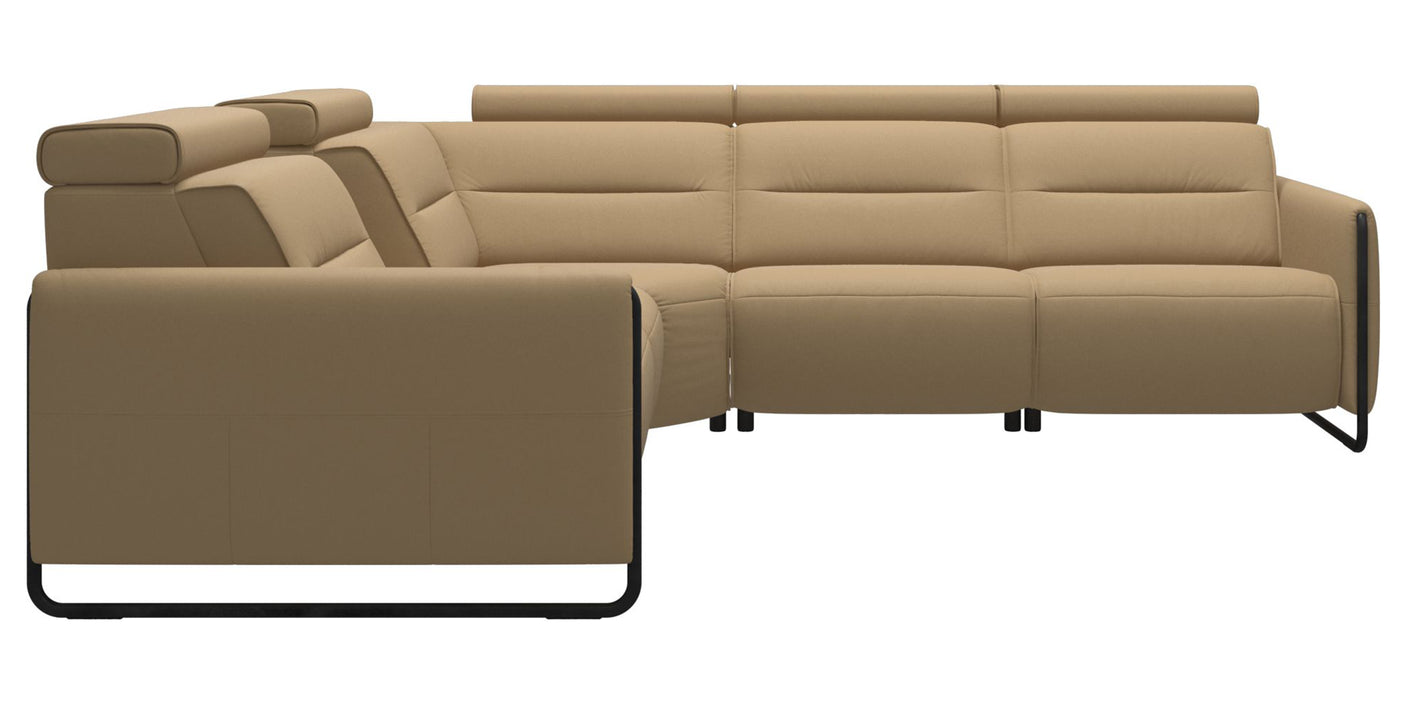 Paloma Leather Sand & Matte Black Arm Trim | Stressless Emily C12 Corner Sofa | Valley Ridge Furniture