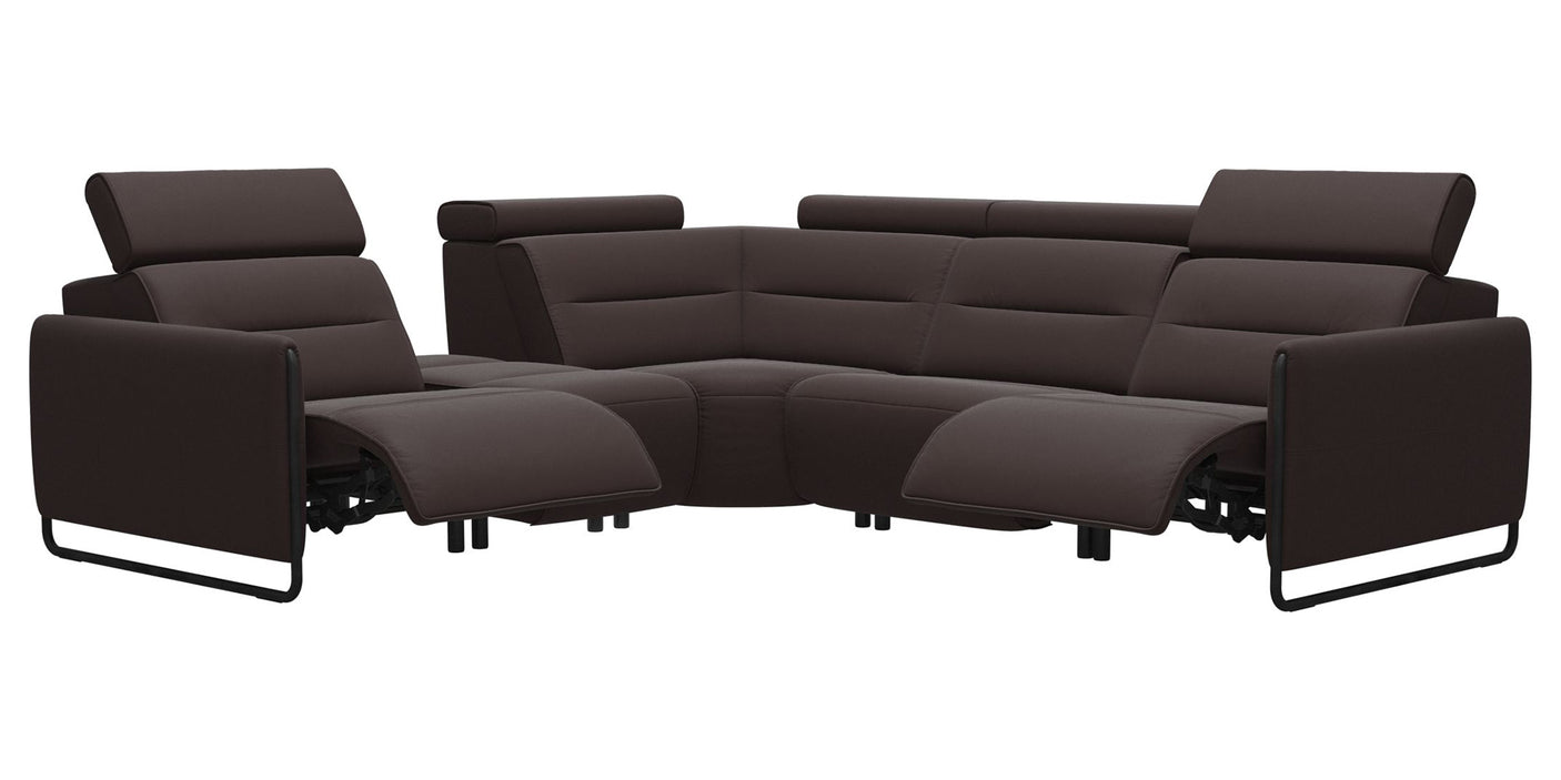 Paloma Leather Chocolate & Matte Black Arm Trim | Stressless Emily C12 Corner Sofa | Valley Ridge Furniture