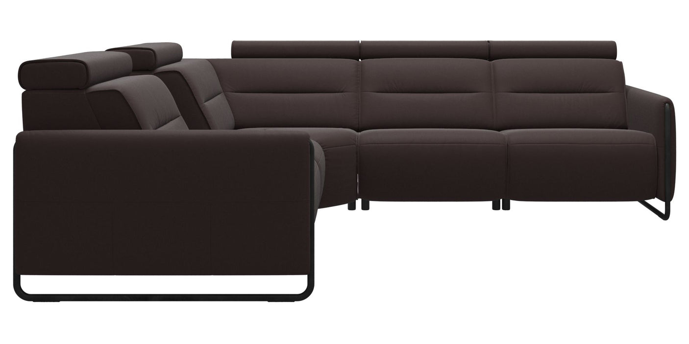 Paloma Leather Chocolate & Matte Black Arm Trim | Stressless Emily C12 Corner Sofa | Valley Ridge Furniture