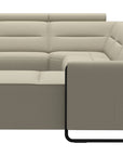 Paloma Leather Light Grey & Matte Black Arm Trim | Stressless Emily C22 Corner Sofa with Long Seat | Valley Ridge Furniture
