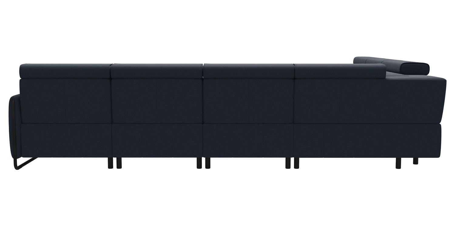 Paloma Leather Oxford Blue & Matte Black Arm Trim | Stressless Emily C22 Corner Sofa with Long Seat | Valley Ridge Furniture