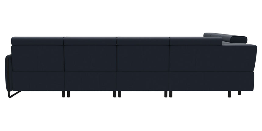Paloma Leather Oxford Blue & Matte Black Arm Trim | Stressless Emily C22 Corner Sofa with Long Seat | Valley Ridge Furniture