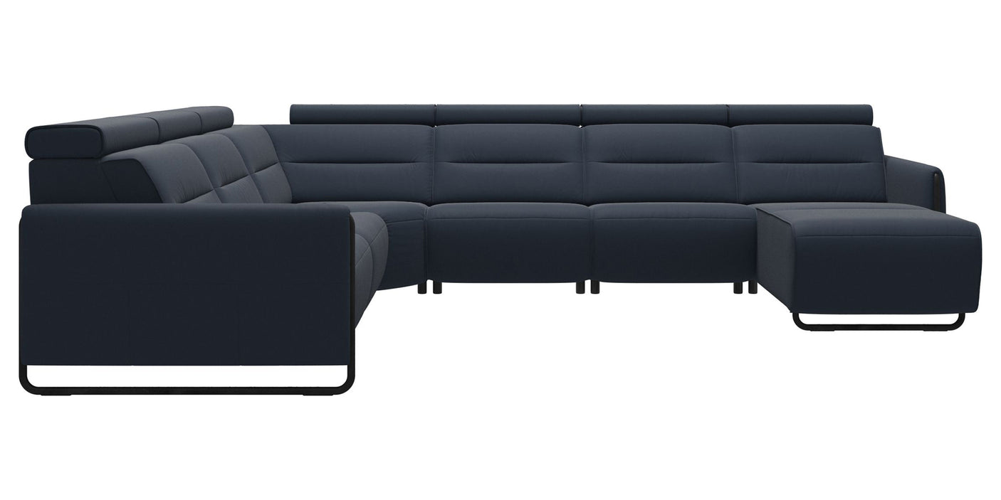 Paloma Leather Oxford Blue & Matte Black Arm Trim | Stressless Emily C22 Corner Sofa with Long Seat | Valley Ridge Furniture