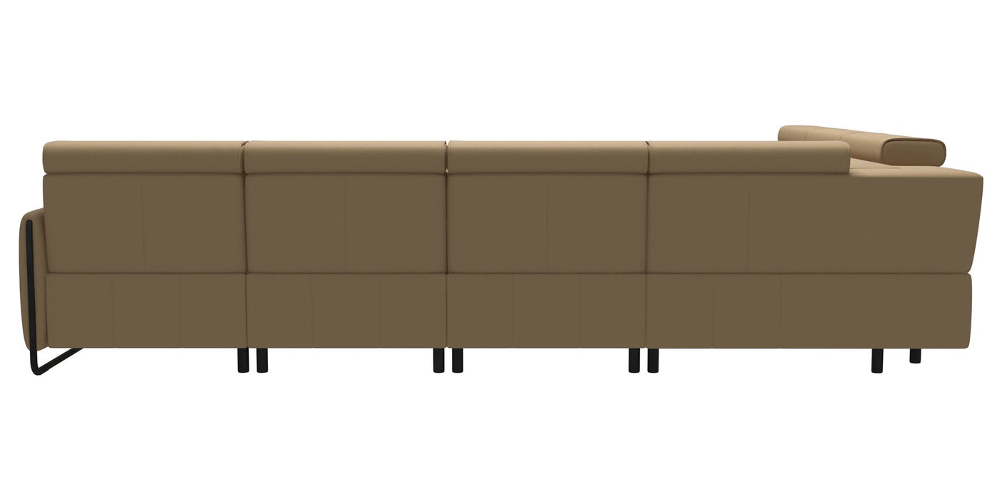 Paloma Leather Sand & Matte Black Arm Trim | Stressless Emily C22 Corner Sofa with Long Seat | Valley Ridge Furniture