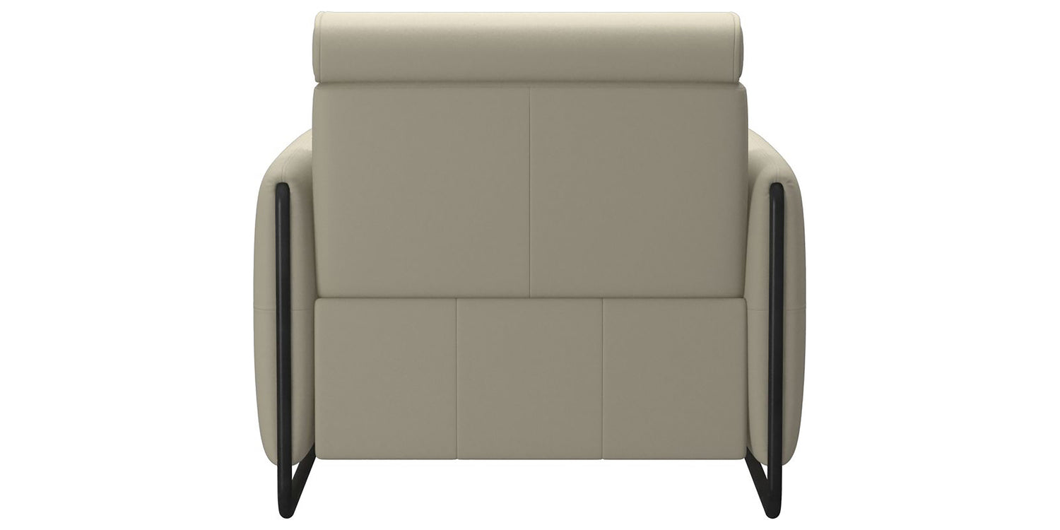 Paloma Leather Light Grey & Matte Black Arm Trim | Stressless Emily Chair | Valley Ridge Furniture