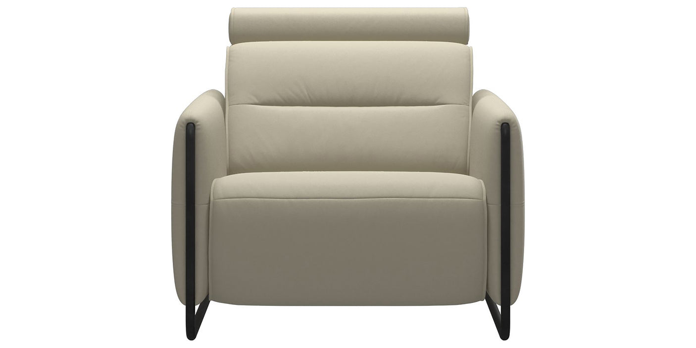 Paloma Leather Light Grey & Matte Black Arm Trim | Stressless Emily Chair | Valley Ridge Furniture