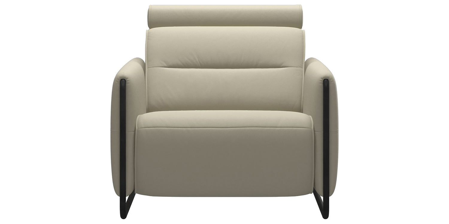 Paloma Leather Light Grey & Matte Black Arm Trim | Stressless Emily Chair | Valley Ridge Furniture