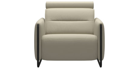 Paloma Leather Light Grey & Matte Black Arm Trim | Stressless Emily Chair | Valley Ridge Furniture