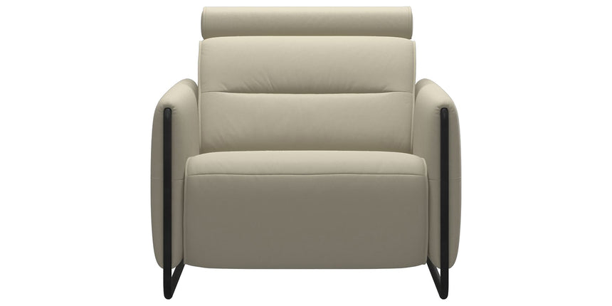 Paloma Leather Light Grey & Matte Black Arm Trim | Stressless Emily Chair | Valley Ridge Furniture