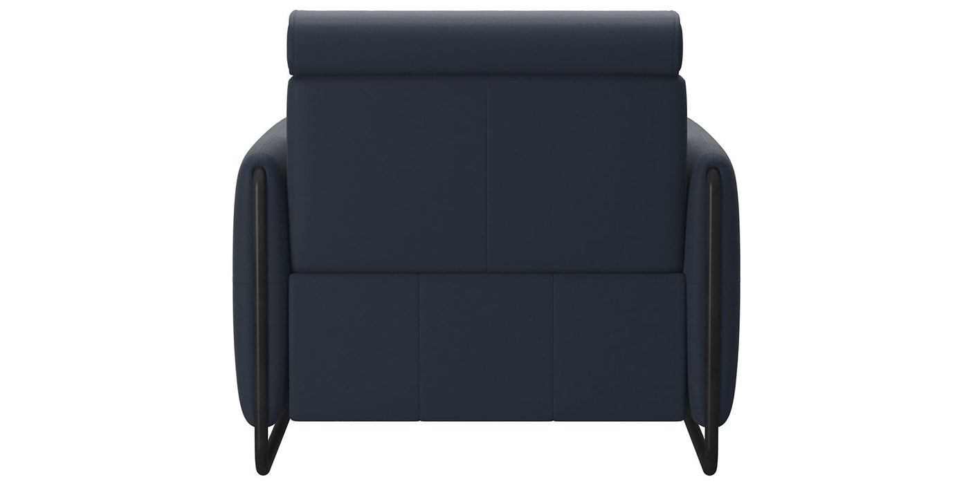Paloma Leather Oxford Blue & Matte Black Arm Trim | Stressless Emily Chair | Valley Ridge Furniture