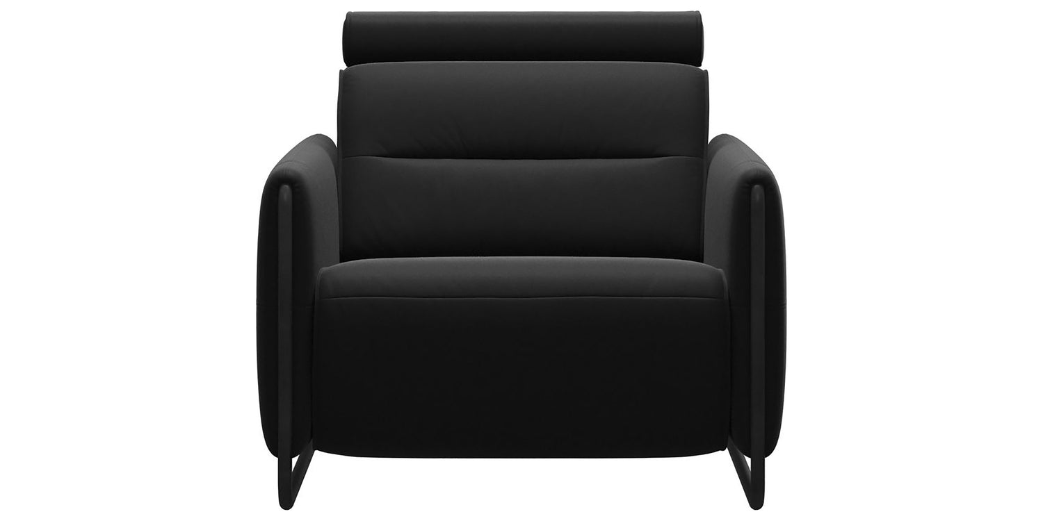 Paloma Leather Black & Matte Black Arm Trim | Stressless Emily Chair | Valley Ridge Furniture