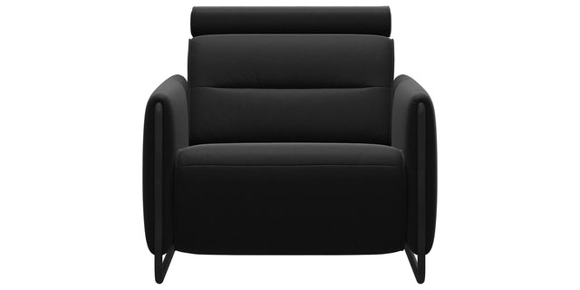 Paloma Leather Black & Matte Black Arm Trim | Stressless Emily Chair | Valley Ridge Furniture