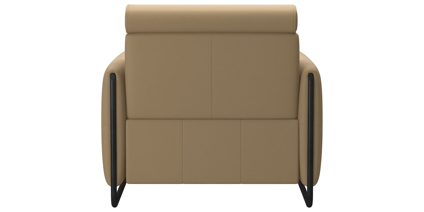 Paloma Leather Sand & Matte Black Arm Trim | Stressless Emily Chair | Valley Ridge Furniture