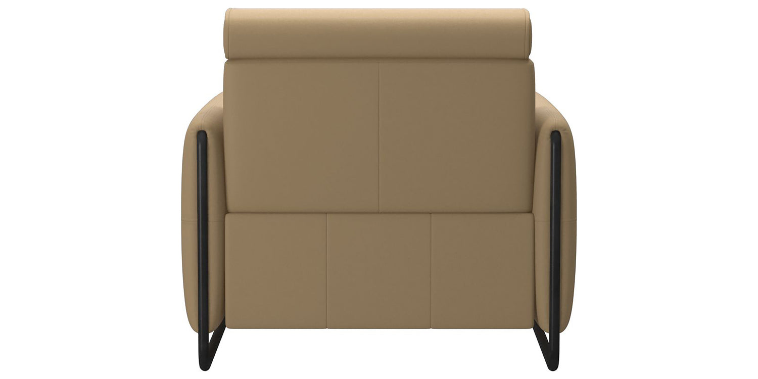Paloma Leather Sand & Matte Black Arm Trim | Stressless Emily Chair | Valley Ridge Furniture