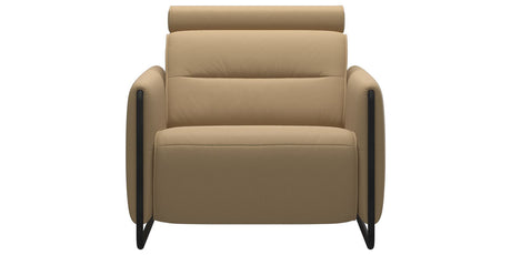 Paloma Leather Sand & Matte Black Arm Trim | Stressless Emily Chair | Valley Ridge Furniture