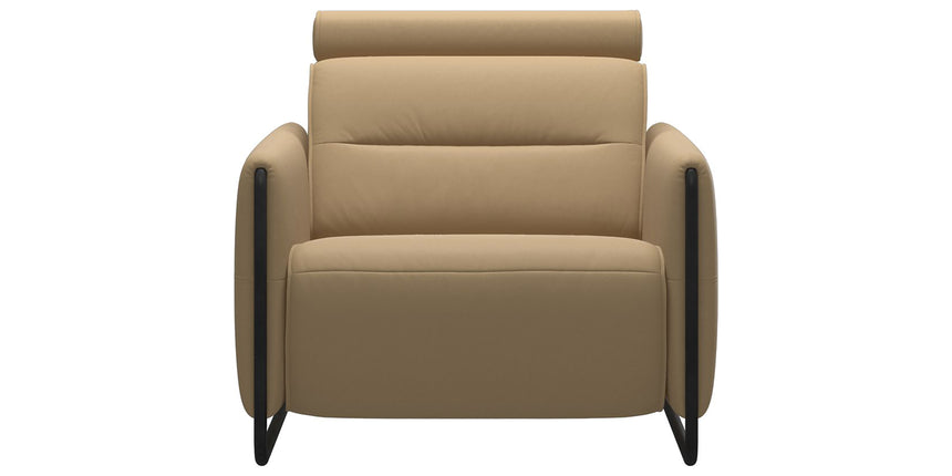Paloma Leather Sand & Matte Black Arm Trim | Stressless Emily Chair | Valley Ridge Furniture