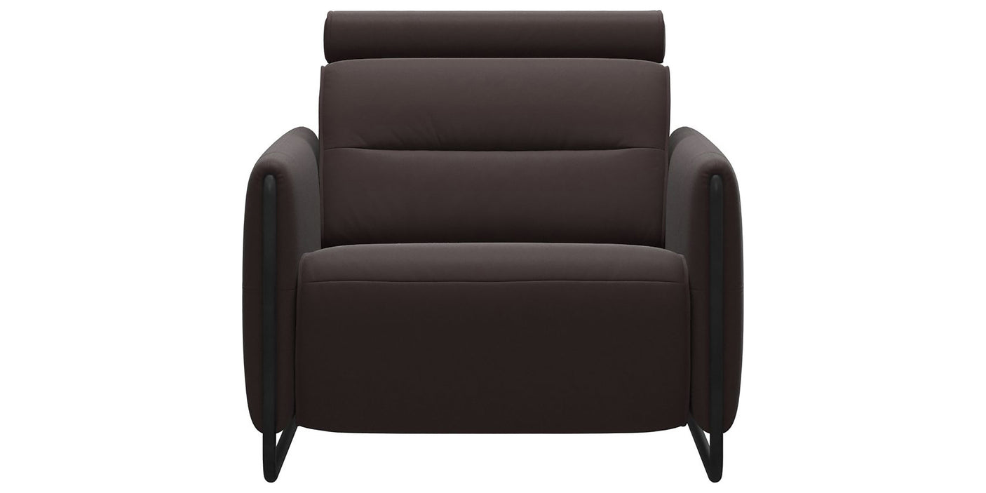 Paloma Leather Chocolate & Matte Black Arm Trim | Stressless Emily Chair | Valley Ridge Furniture