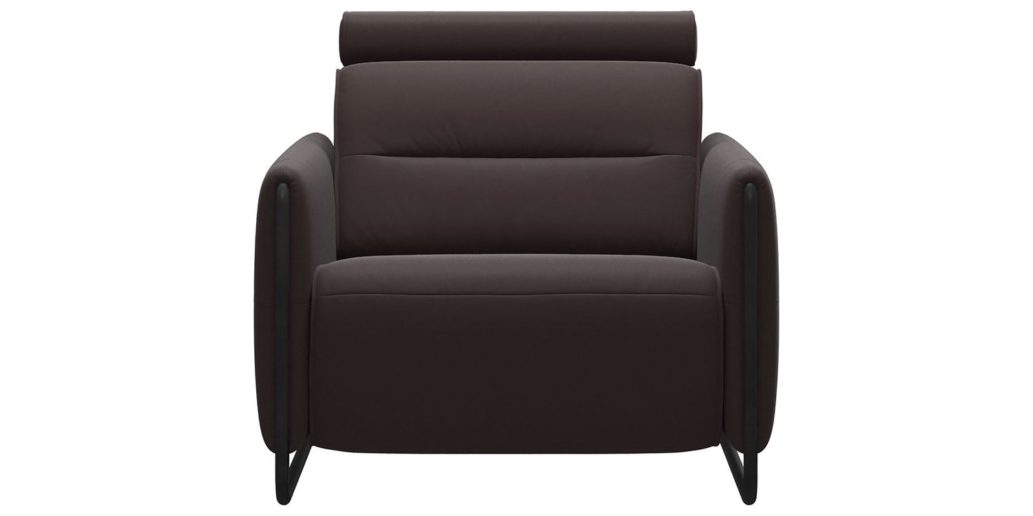 Paloma Leather Chocolate & Matte Black Arm Trim | Stressless Emily Chair | Valley Ridge Furniture