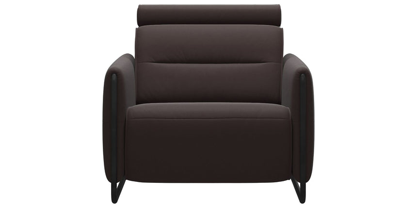 Paloma Leather Chocolate & Matte Black Arm Trim | Stressless Emily Chair | Valley Ridge Furniture