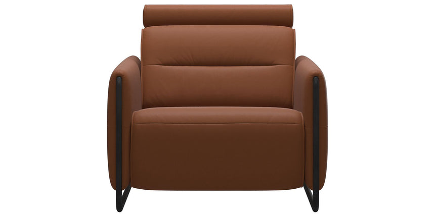 Paloma Leather New Cognac & Matte Black Arm Trim | Stressless Emily Chair | Valley Ridge Furniture
